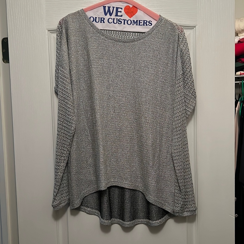 Generation Love silver thread mesh high low sweater